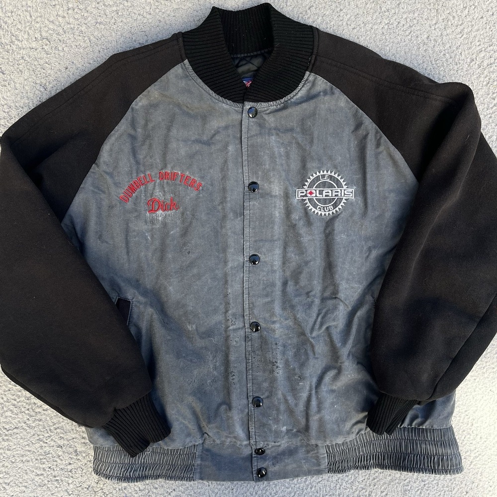 Vintage 90s Polaris Bomber‎ Jacket Men's XL Quilted Snap Up Coat L.E 1995 Club